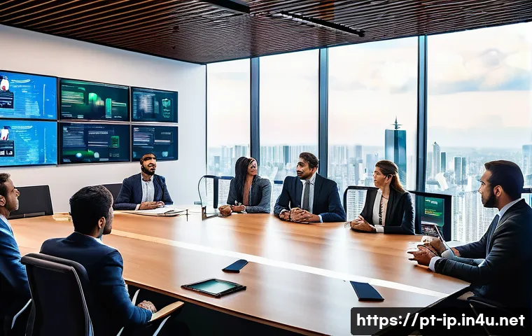 지적재산권 관련 업계 동향 - A modern corporate office environment in S&atilde;o Paulo, Brazil, featuring diverse professionals in busin...